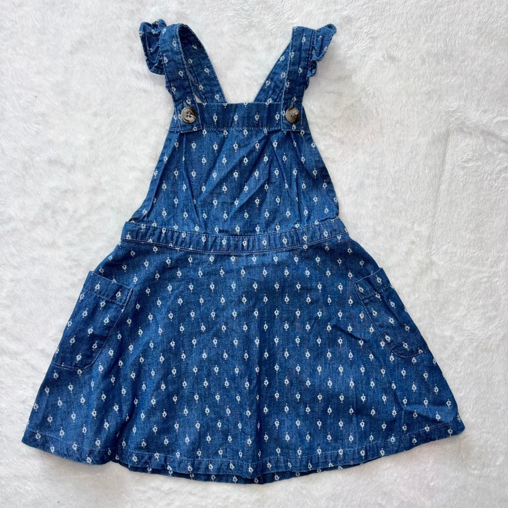 OshKosh Girls Blue Chambray Print Jumper with pockets